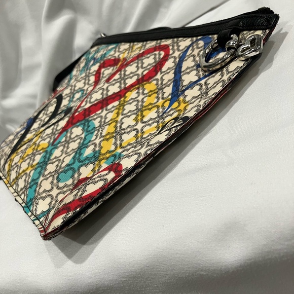 Brighton Initially Yours Heartburst Pouch White Multi Purse Crossbody - Picture 4 of 7